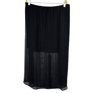 R J.Crew Black Gwyneth Layered Slip Skirt Crinkle Chiffon Sheer NWT Plus Size 3X